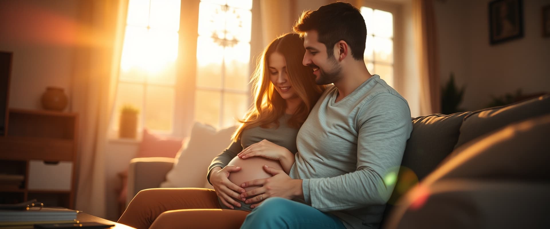 Casal grávido em momento íntimo